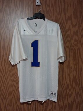 Badger Sport Braves #1 Jersey White Size Large Short Sleeve Athletic Game Shirt